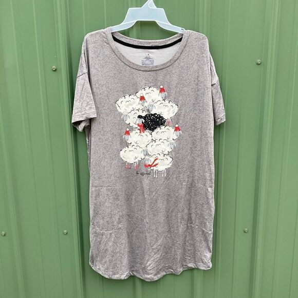 Women’s Ultra Soft Short Sleeve Sleep Lounge Pajama Night Shirts 2-Pack Size S/M - Picture 3 of 11